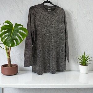 Papillon Blanc Charcoal Diamond Knit silver sparkle Sweater